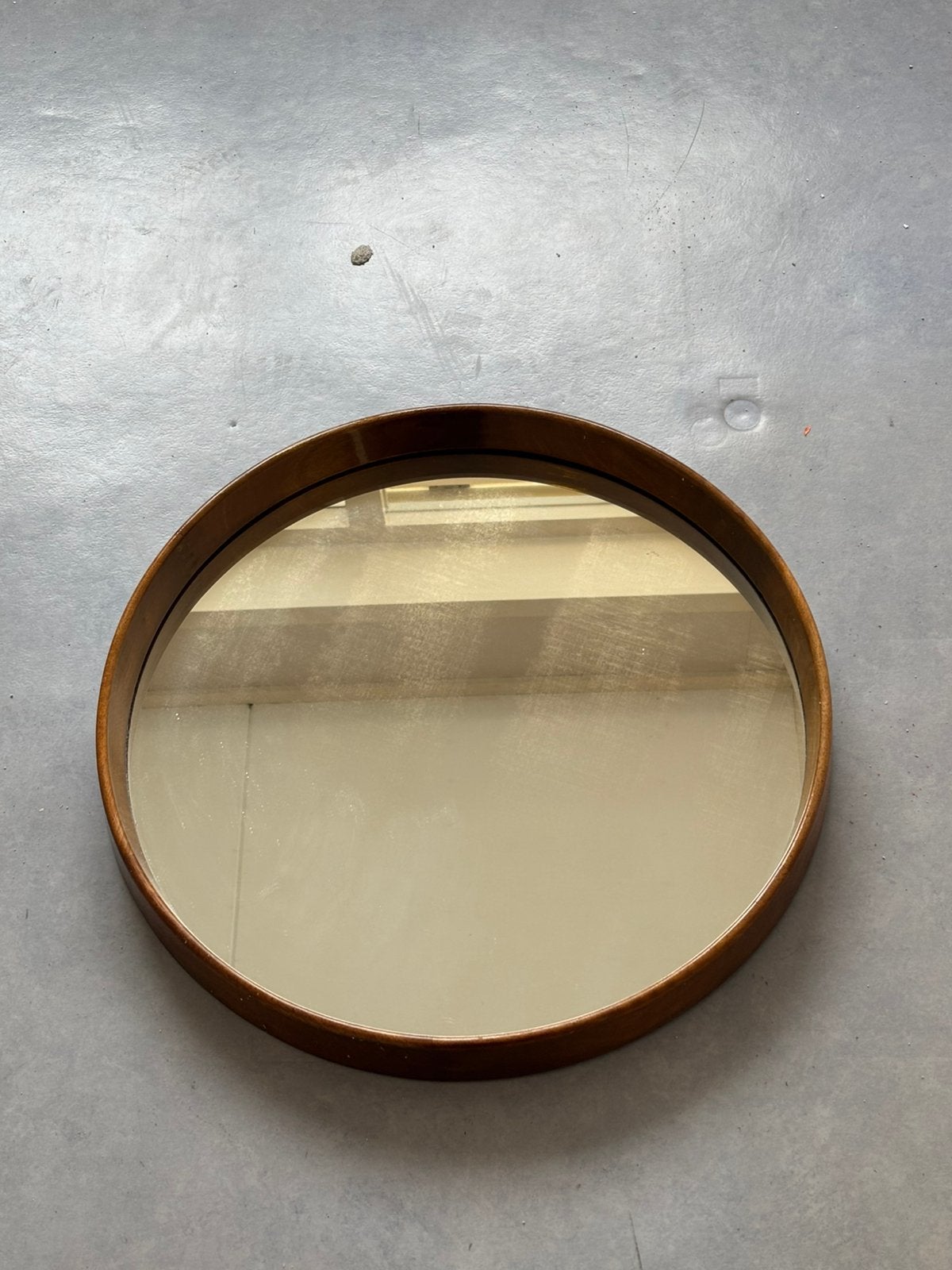 Retro spiegel hout, Minder dan 50 cm, Gebruikt, Rond, Ophalen of Verzenden