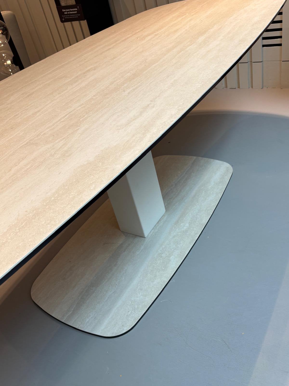 Eettafel keramiek travertin, Ophalen, Zo goed als nieuw, Rechthoekig, 50 tot 100 cm