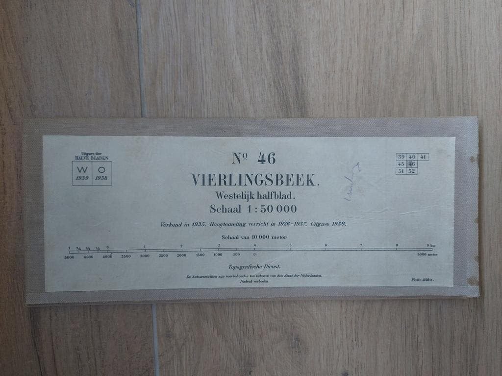 46WEST Vierlingsbeek Groesbeek Boxmeer Cuijck Stafkaart 1939, Boeken, Atlassen en Landkaarten, Topografische Dienst Nederland