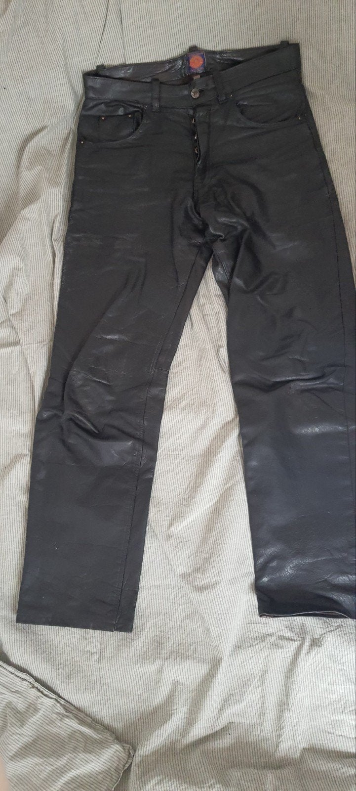 Leren broek, Ophalen of Verzenden, Zo goed als nieuw, Blauw, W33 - W34 (confectie 48/50)