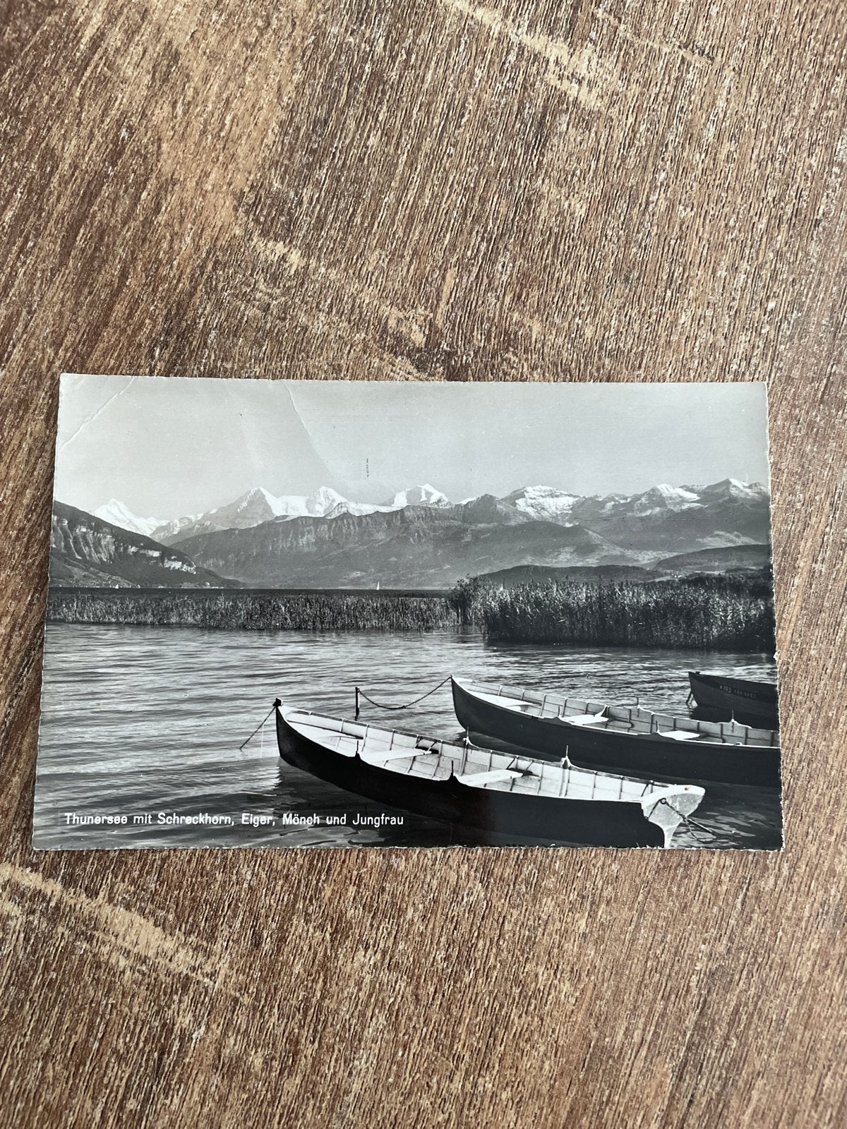 Oude ansichtkaart Thunersee met Schreckhorn, Eiger, Mönch en, Ophalen of Verzenden, Gelopen, Overig Europa