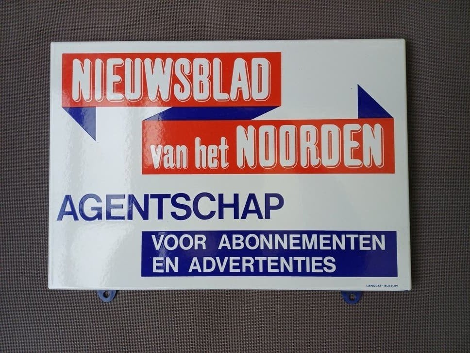 Emaille bord Dagblad vh Noorden Langcat Bussum, Ophalen of Verzenden