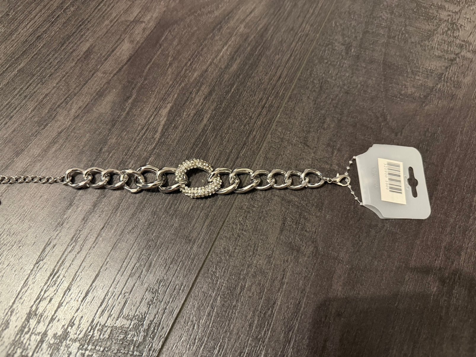 Partij 6 schakel armbanden met strass A2/5, Overige materialen, Nieuw, Ophalen of Verzenden, Zilver