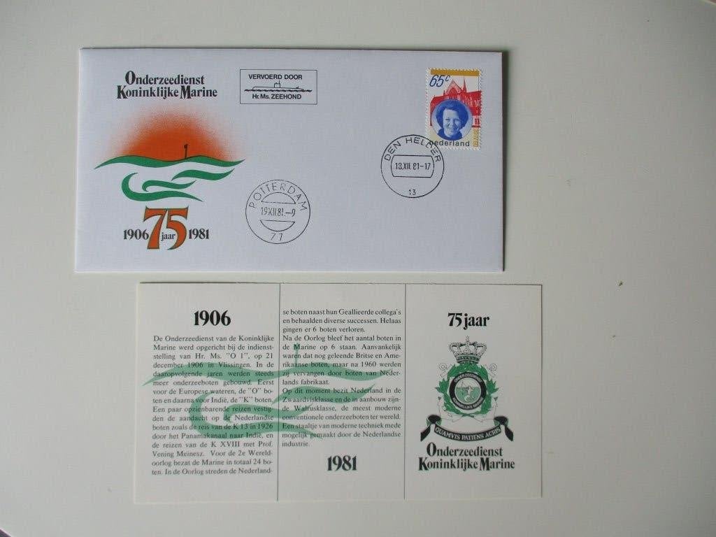 Onderzeedienst Koninklijke Marine 75 jaar - Brief, Postzegels en Munten, Verzenden, Brief