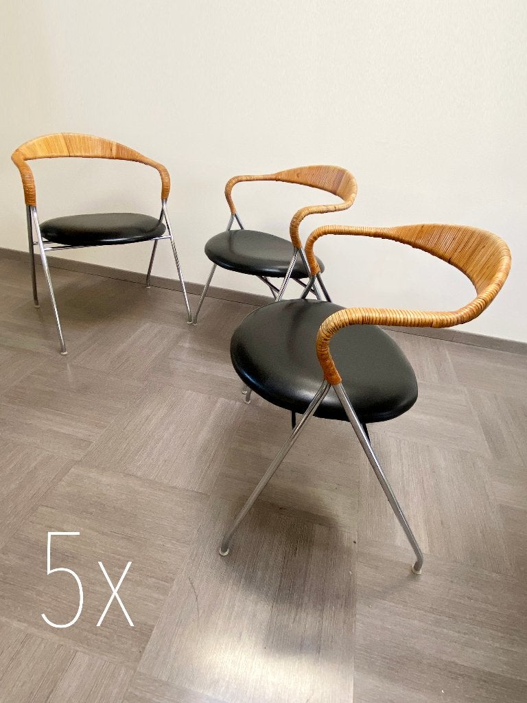 5 SAFFA HE 103 stoelen van Hans Eichenberger voor Dietiker, Ophalen, Hout, Gebruikt, Mid-Century-Modern