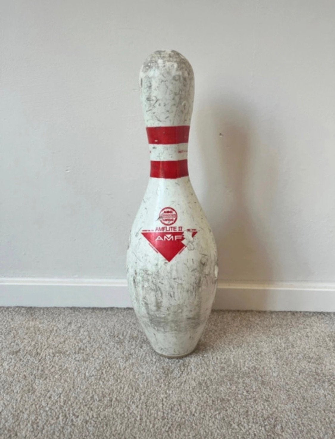 Vintage bowling kegel, 38,5x11cm. Deco uniek bowlen retro, Verzenden, Gebruikt, Overige typen