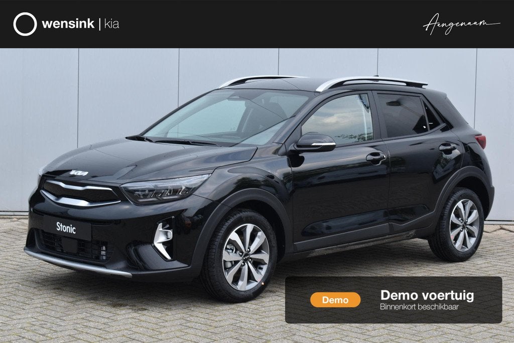 Kia Stonic 1.0 T-GDi MHEV DynamicPlusLine | Trekhaak Afneemb, Auto's, Kia, Voorwielaandrijving, 710 kg, Zwart, Origineel Nederlands