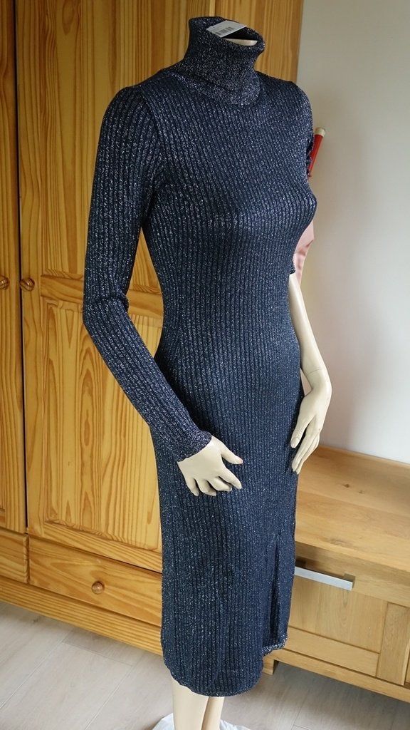 nieuwe lange donkerblauwe bling bling jurk, Nieuw, Cocktailjurk, Edited, Maat 36 (S)