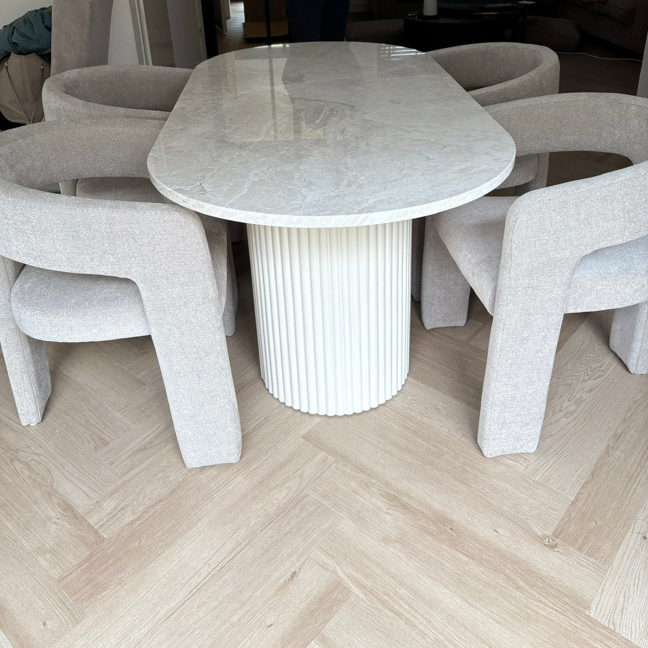 Marmeren tafel 160 bij 80, Ophalen, Overige materialen, 50 tot 100 cm, Zo goed als nieuw