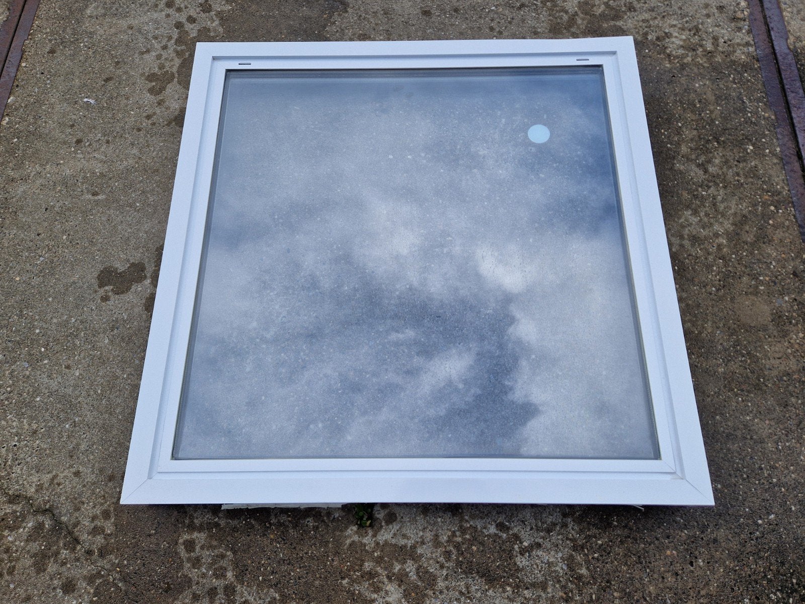 3 raamkozijnen 94x94cm wit aluminium vv dubbelglas, Ophalen, Gevelraam of Ruit, Gebruikt, 80 tot 120 cm