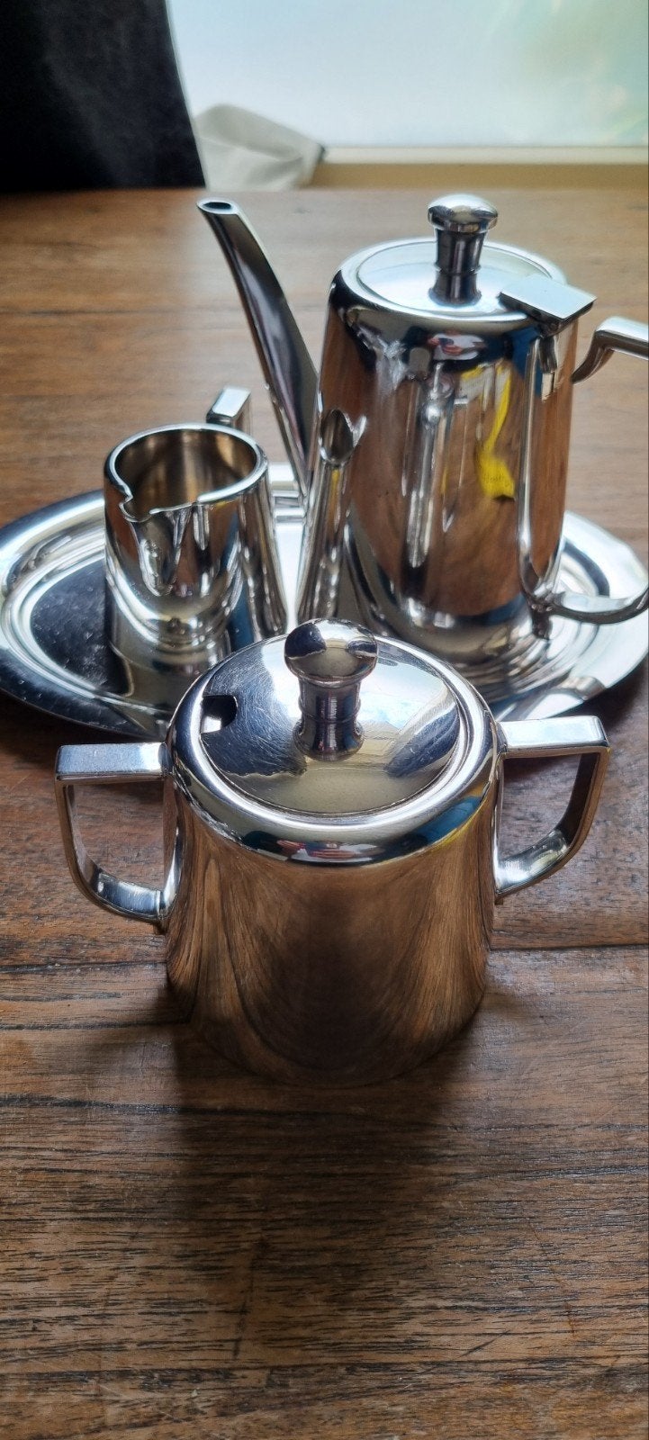 Sola 90 Verzilverd Koffie- en Theeservies met Dienblad, Antiek en Kunst, Ophalen of Verzenden, Zilver