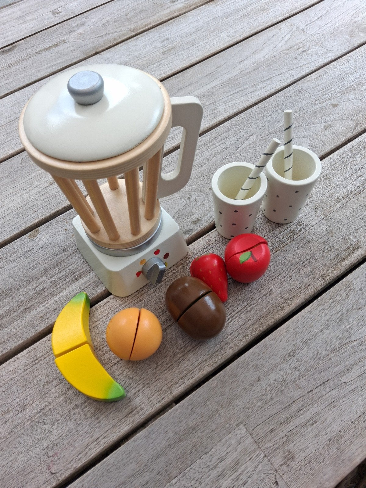 Houten speelgoed blender met fruit en bekers, Ophalen, Zo goed als nieuw, Jongen of Meisje