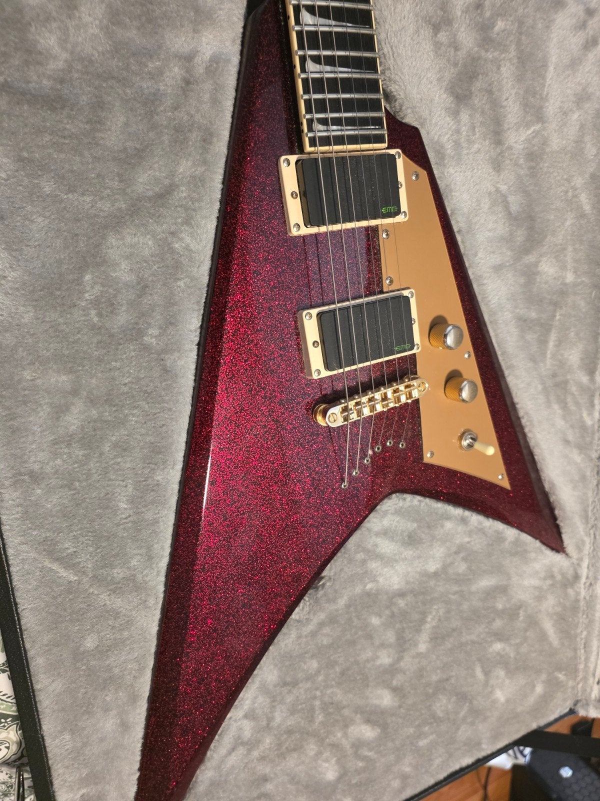 ESP LTD KH-V - Red Sparkle, Kirk Hammett Signature Guitar, Ophalen, Zo goed als nieuw, Solid body, Overige merken