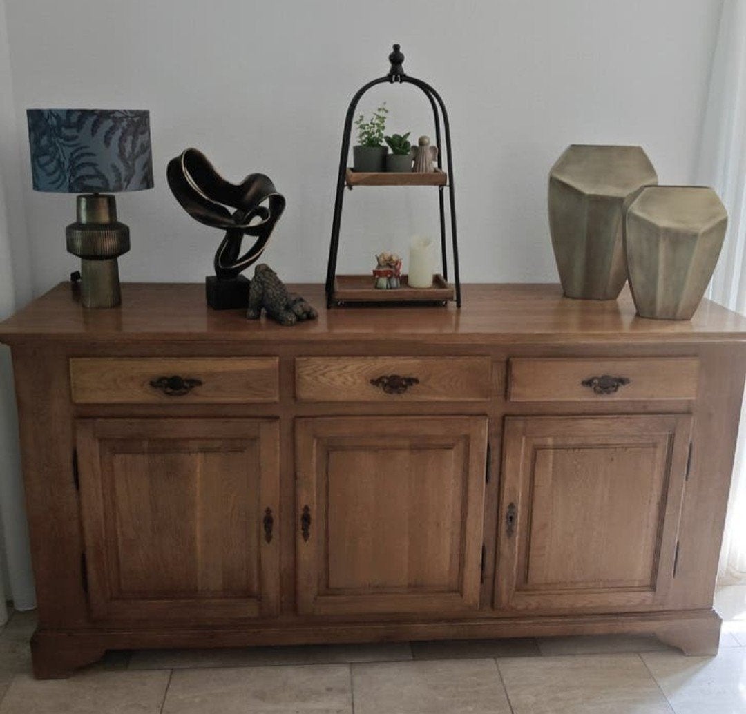 Massief eiken houten dressoir, Huis en Inrichting, Kasten | Dressoirs, Ophalen, Zo goed als nieuw, 25 tot 50 cm, 200 cm of meer