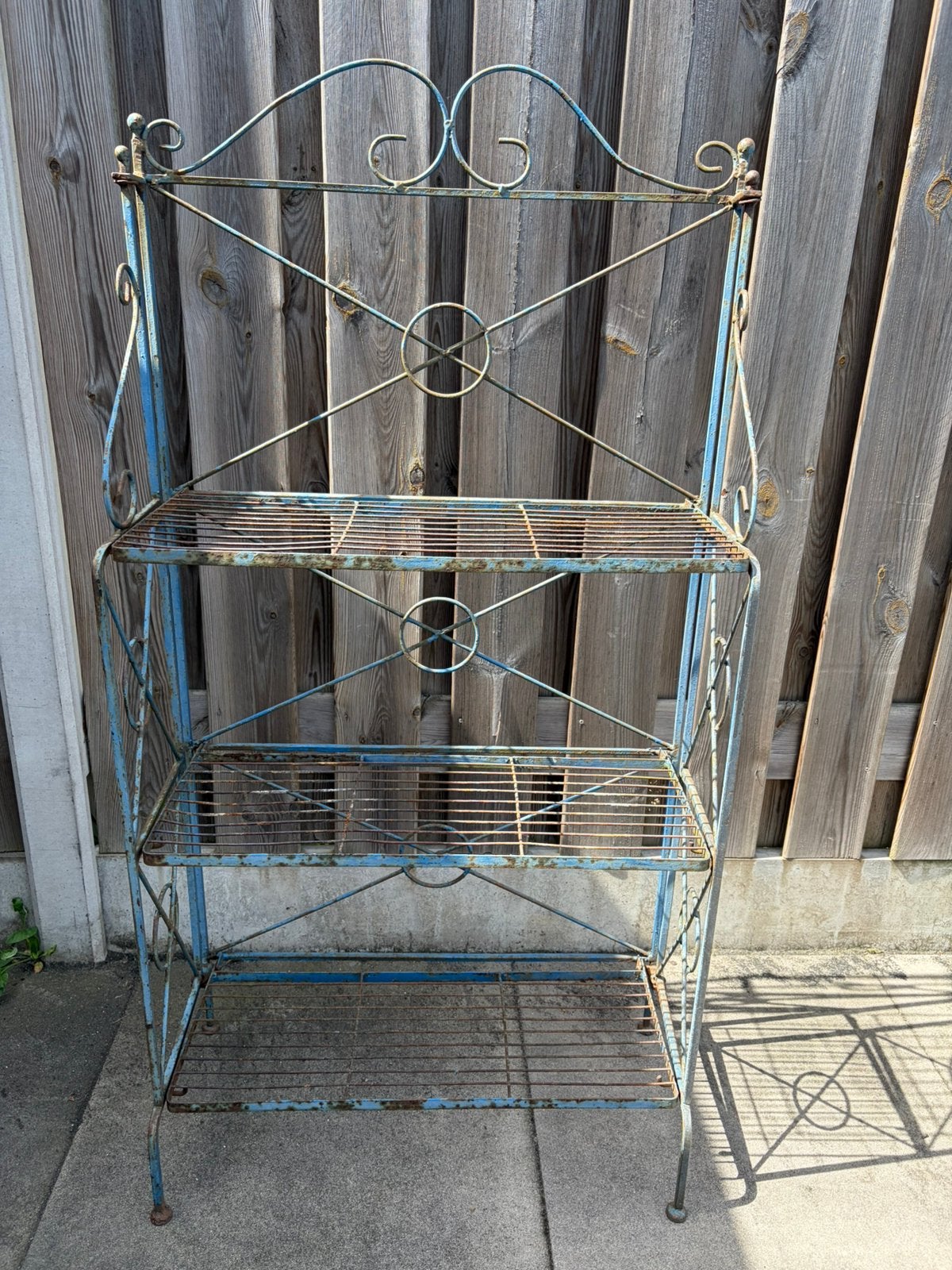 Vintage metalen plantenrek/etagère, Ophalen, Gebruikt, Minder dan 30 cm, Rond