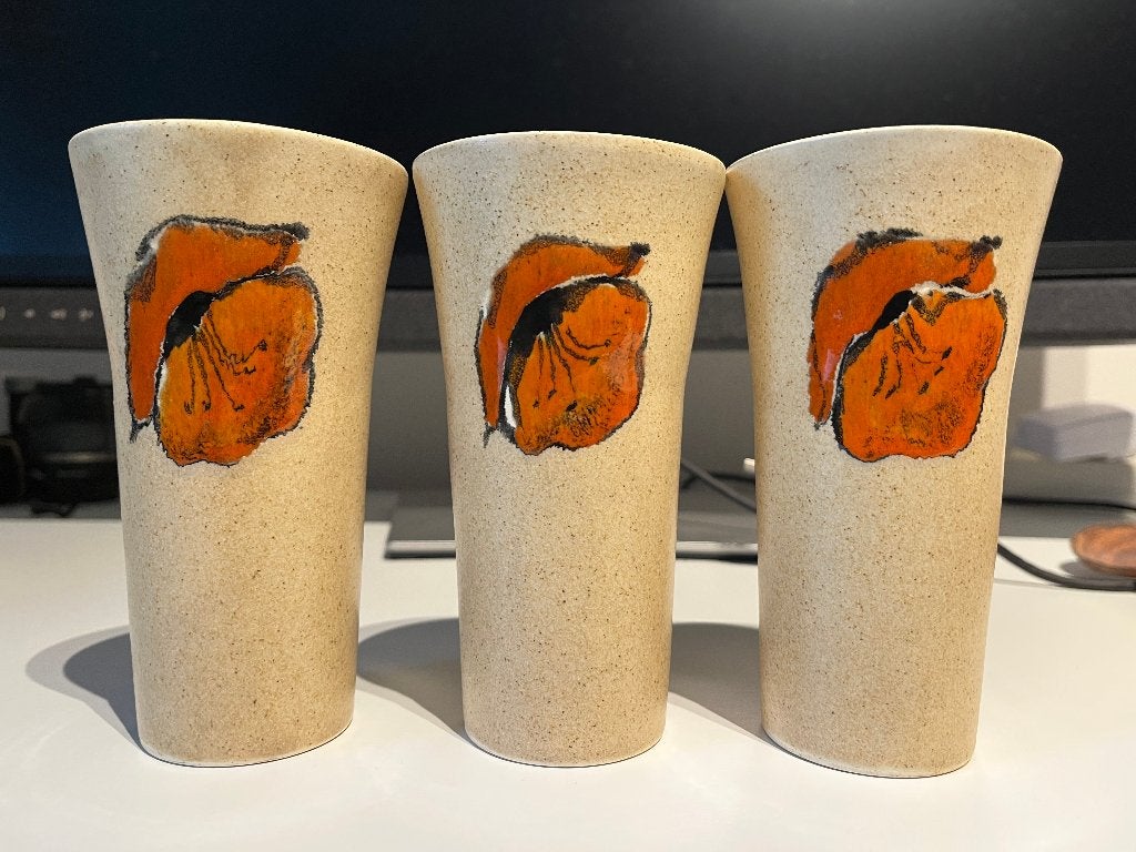 Vintage set van 3 keramische vazen – jaren 60/70, Antiek en Kunst, Ophalen of Verzenden