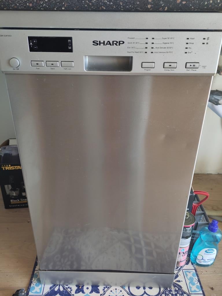 Smalle vaatwasser (45cm) - RVS - werkt goed!, Ophalen, Gebruikt, 85 tot 90 cm, Eco programma