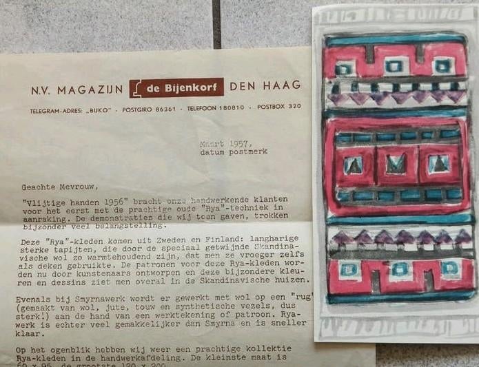 1957, BRIEF DE BIJENKORF DEN HAAG, RYA KLEED, Ophalen of Verzenden, Gelezen