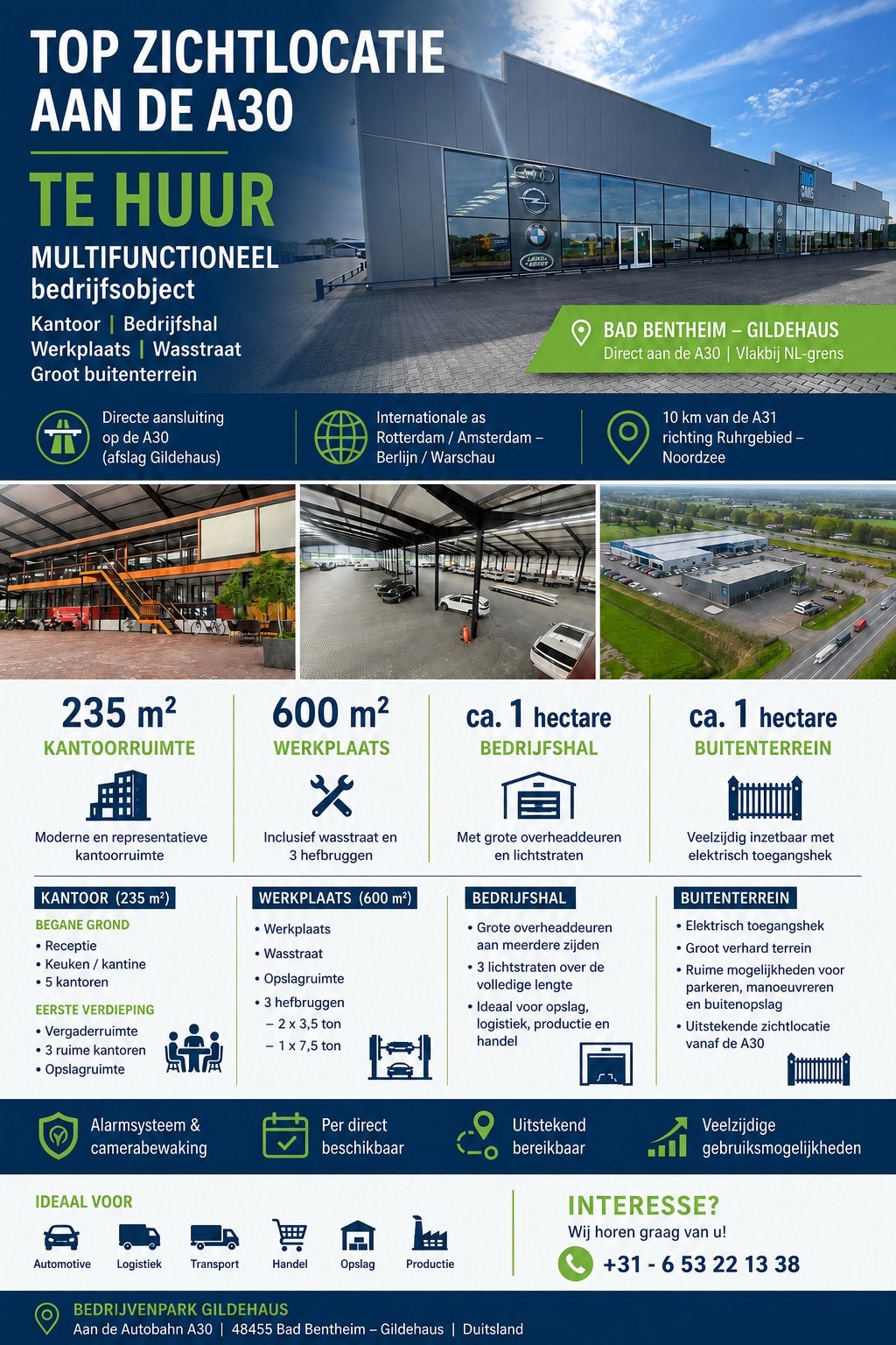 Multifunctioneel bedrijfsobject -TOP LOCATIE A30 Gildehaus, Huur, Bedrijfsruimte