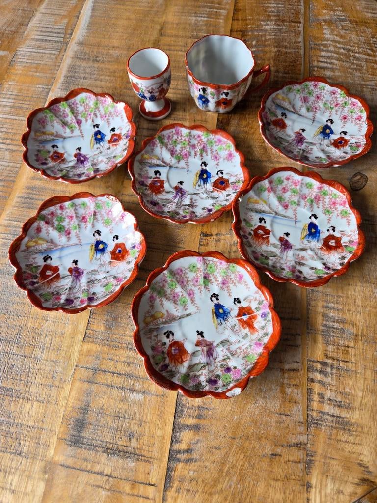 Japanse schotels, kopje en eierdopje, Ophalen of Verzenden
