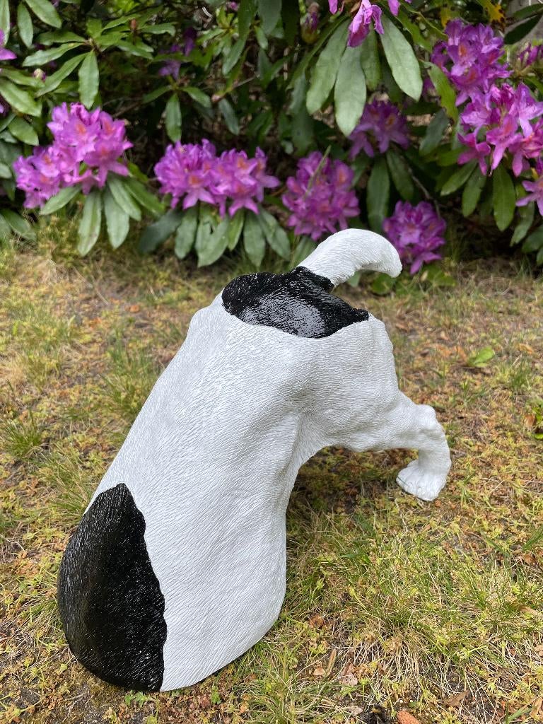 Jack Russel hond wit/zwart tuin, gazon, boerderij 30cm, Ophalen of Verzenden, Nieuw, Kunststof, Dierenbeeld