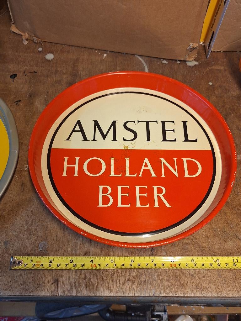 Oud metalen dienblad Amstel bier Holland jaren 60/ 70, Ophalen of Verzenden, Gebruikt, Overige typen, Amstel