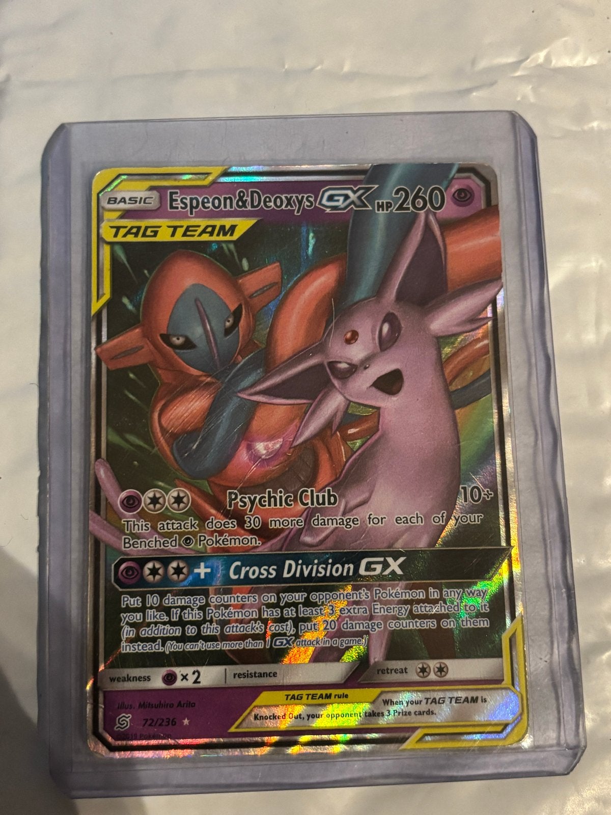 Pokémon Espeon & Deoxys GX TAG TEAM -, Ophalen of Verzenden, Gebruikt, Losse kaart