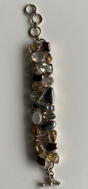 925 nieuwe armband hematiet maansteen granaat citrien, Ophalen of Verzenden, Nieuw, Zilver, Met edelsteen