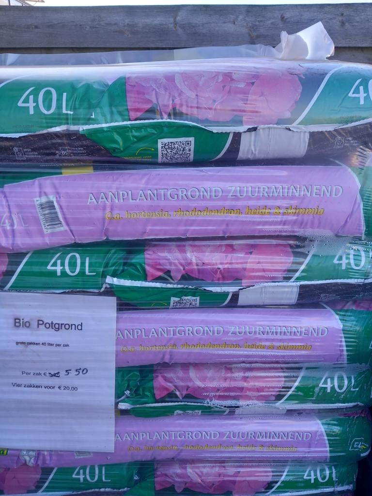 Bio Potgrond Zuurminnend 40L voor Hortensia, Rhododendron, Ophalen of Verzenden, Potgrond