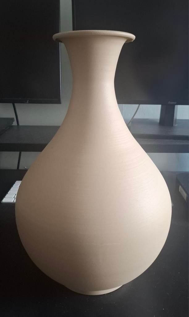 Grote bolvormige taupe vaas, Overige materialen, Overige kleuren, Ophalen of Verzenden, Zo goed als nieuw