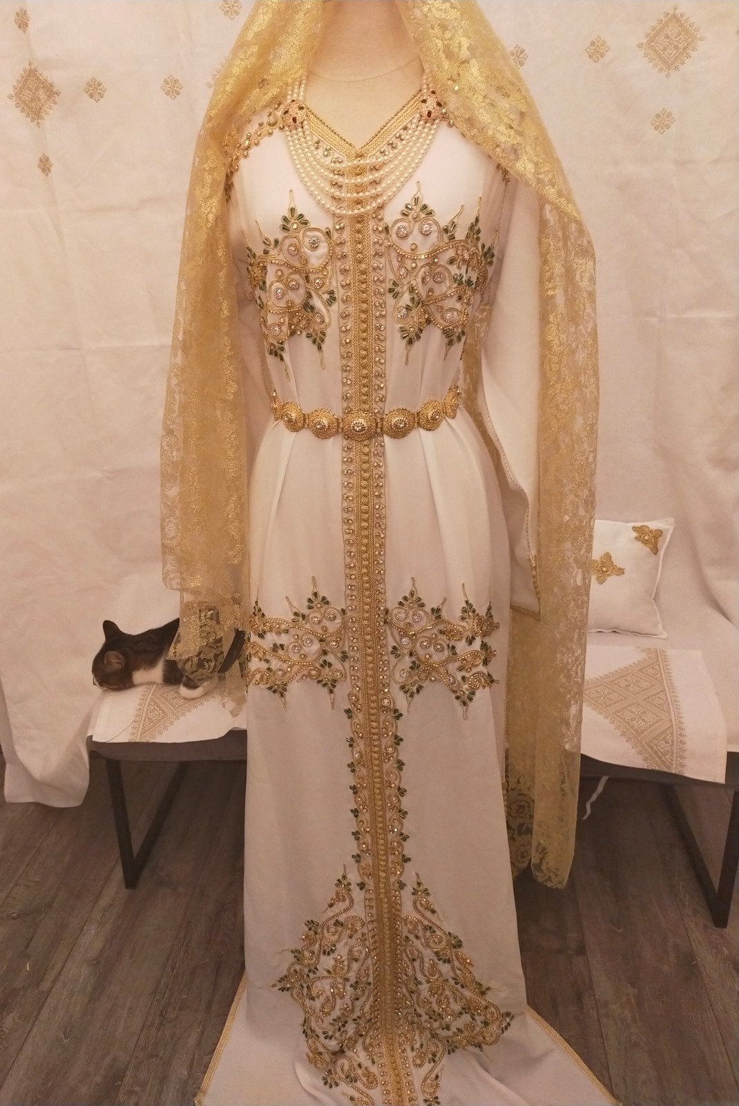 Witte kaftan, Overige typen, Wit, Maat 42/44 (L), Ophalen of Verzenden