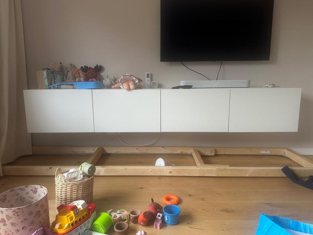 Witte zwevend tv meubel ikea besta wit 240x42x38 lappviken, Ophalen, Zo goed als nieuw, 200 cm of meer, Minder dan 100 cm
