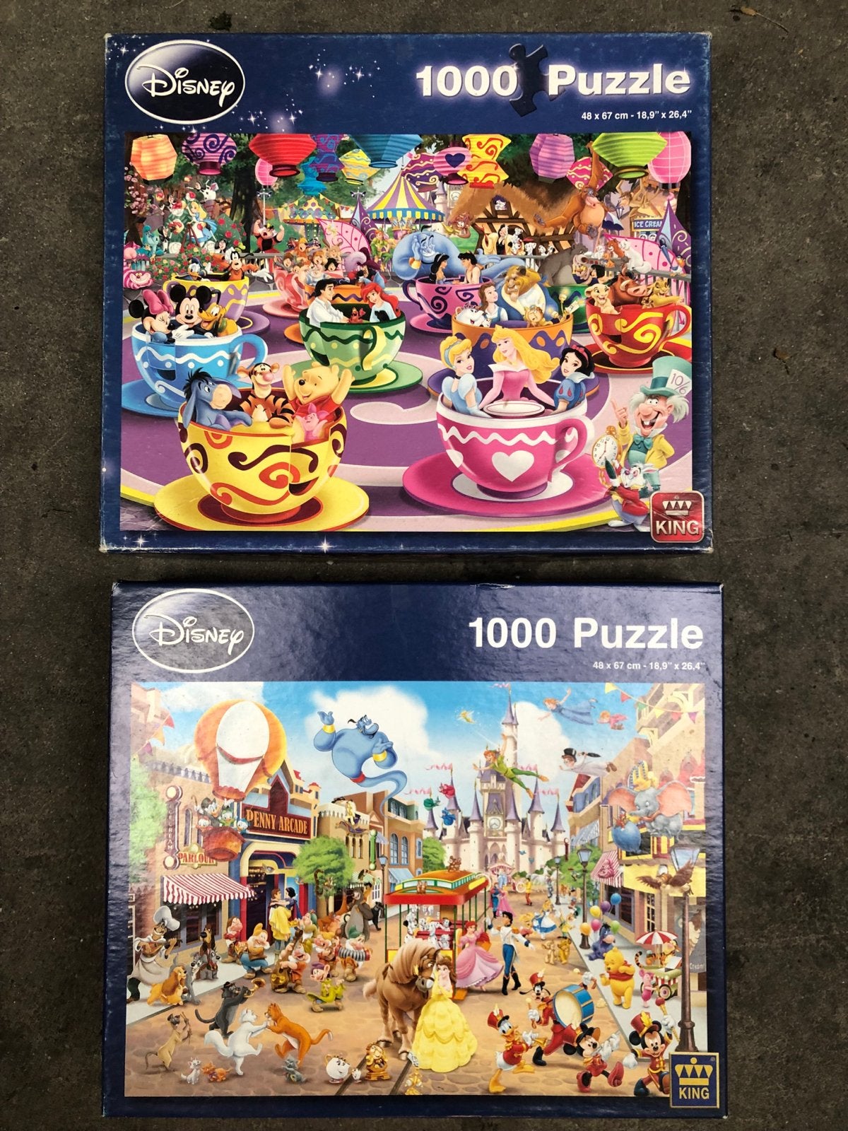 2x Disney 1000 Stukjes Puzzel - Zo goed als nieuw, Ophalen of Verzenden, 500 t/m 1500 stukjes, Zo goed als nieuw, Legpuzzel