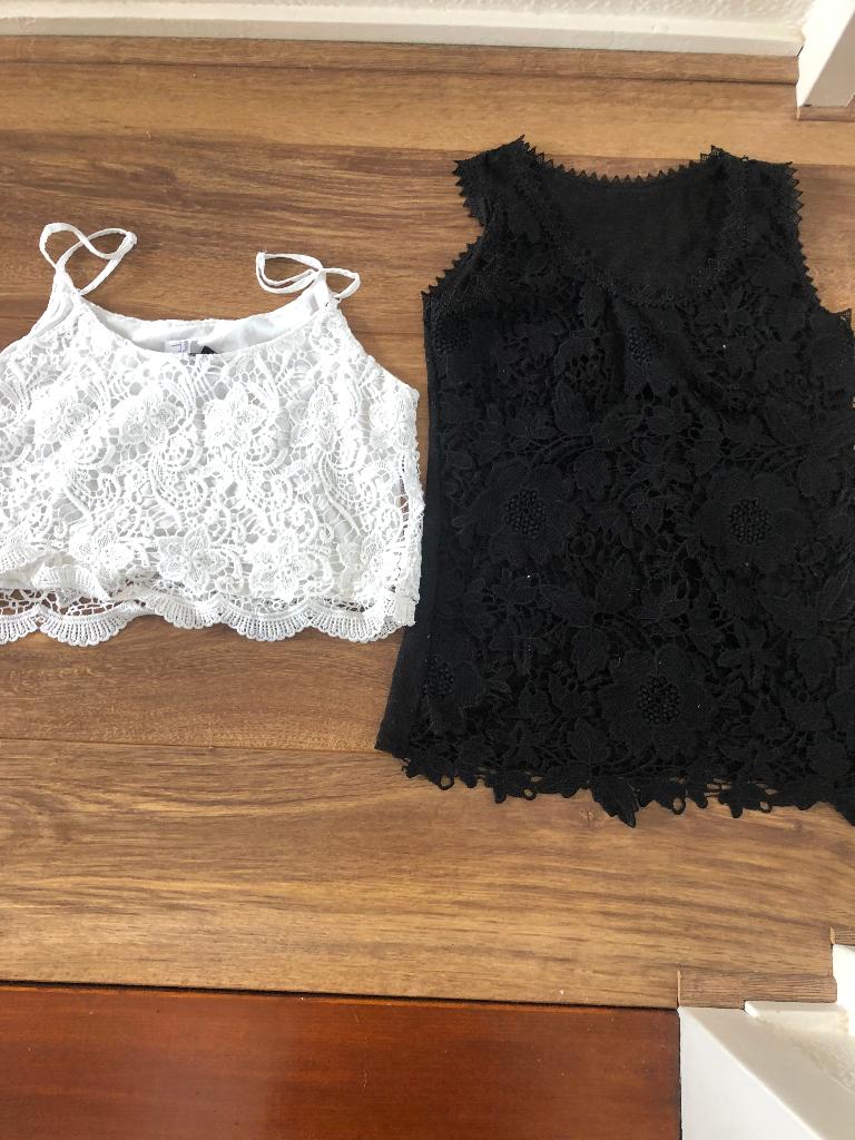 2 stuks nieuw tops of hempjes wit-zwart kanten leuke tops, Kleding | Dames, Tops, Wit, Nieuw, Ophalen of Verzenden, Maat 36 (S)