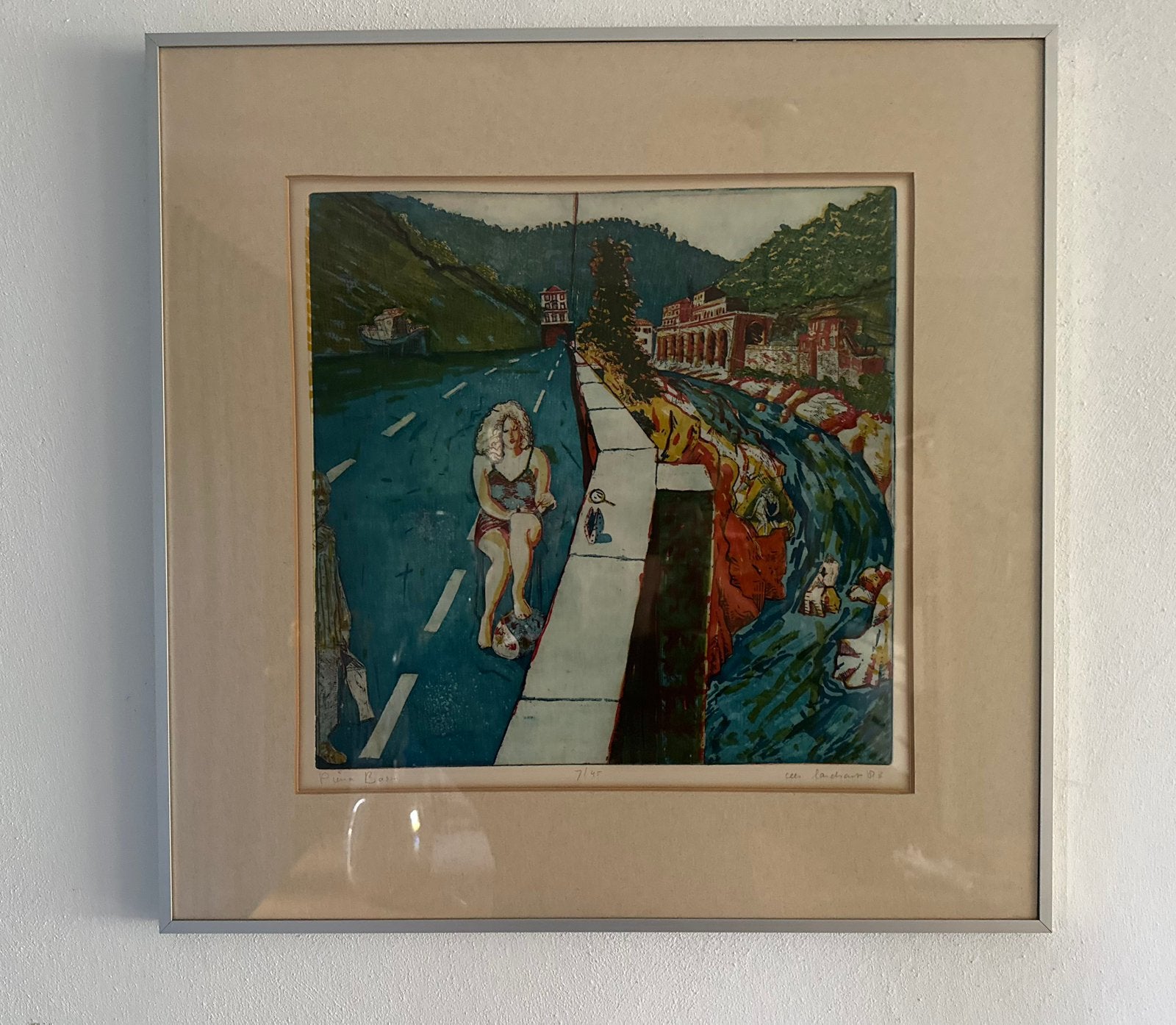 Cees Landzaat Kleurets Piena Bassu 1983, Ophalen, Portret en Figuren, Gesigneerd, Ets