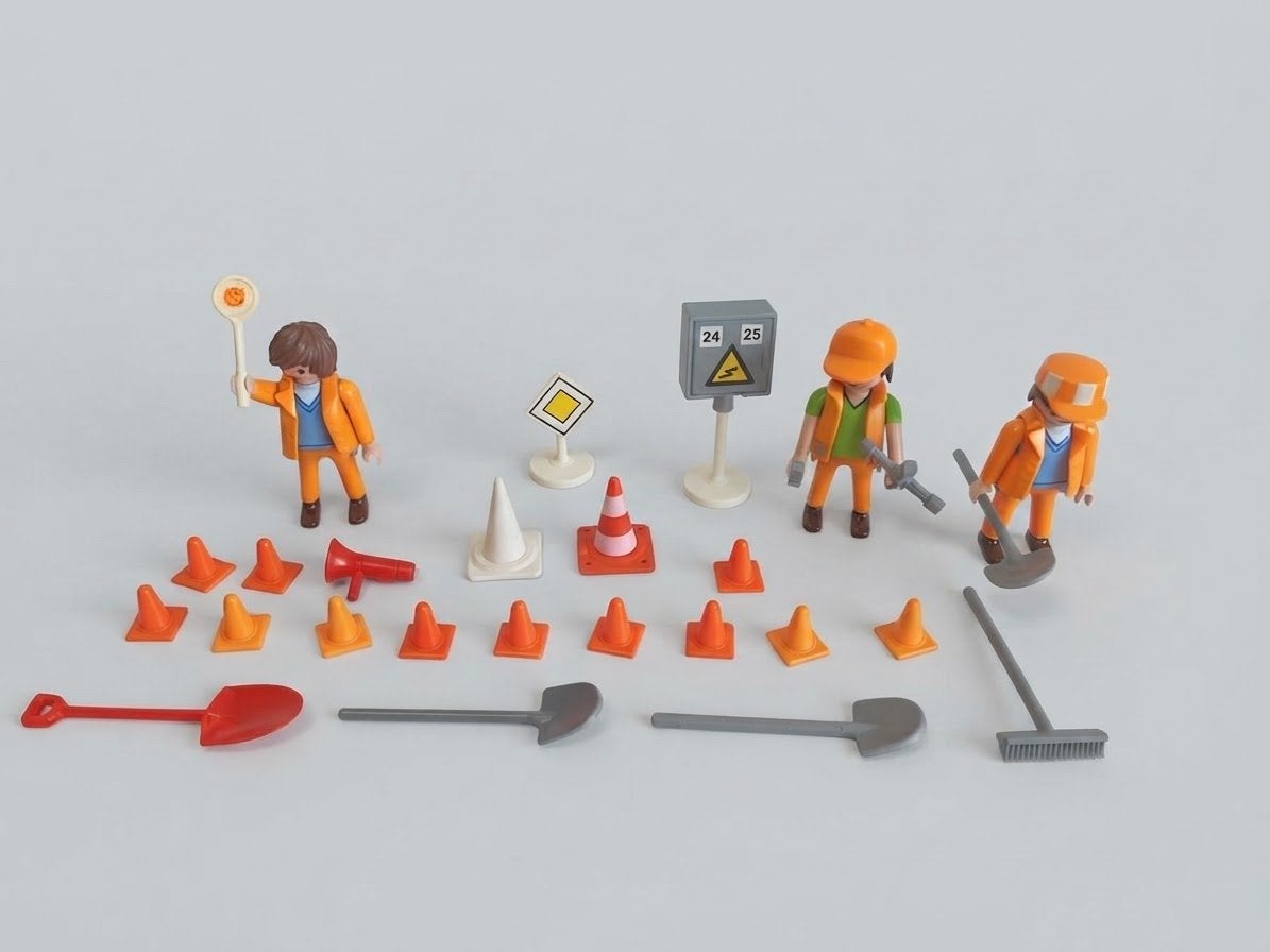 Playmobil Wegwerker Set met Figuren en Accessoires, Ophalen of Verzenden, Gebruikt, Jongen of Meisje