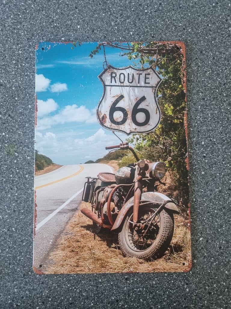 Metalen wandbord Route 66, Ophalen of Verzenden, Nieuw