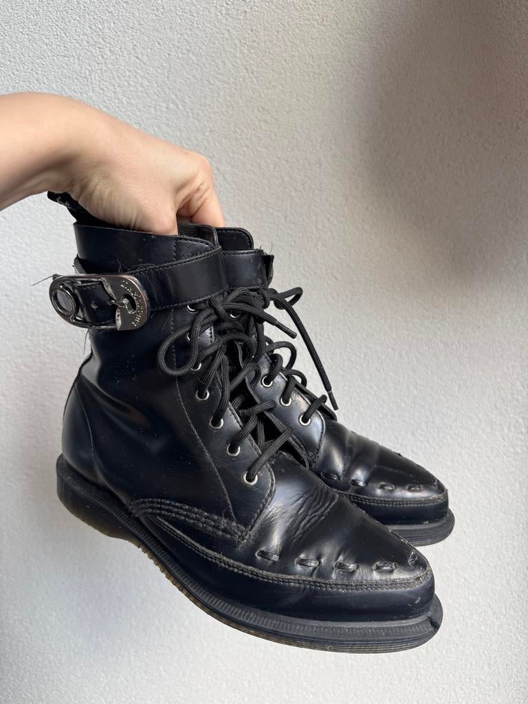 Dr. Martens zwarte lederen creeper boots met gesp, Dr. Martens, Dr. Martens, Zwart, Lage of Enkellaarzen