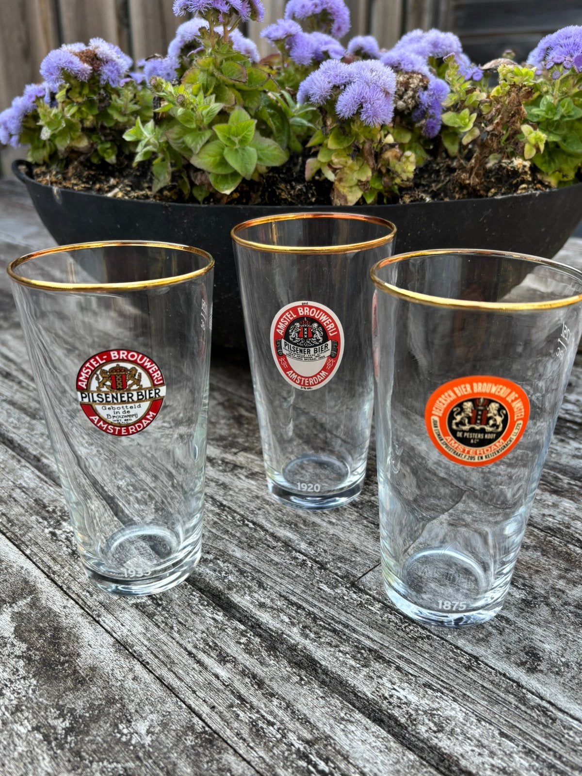 Amstelbier 3 collectible vaasjes 25 cl 1875 , 1920 en 1933, Verzenden
