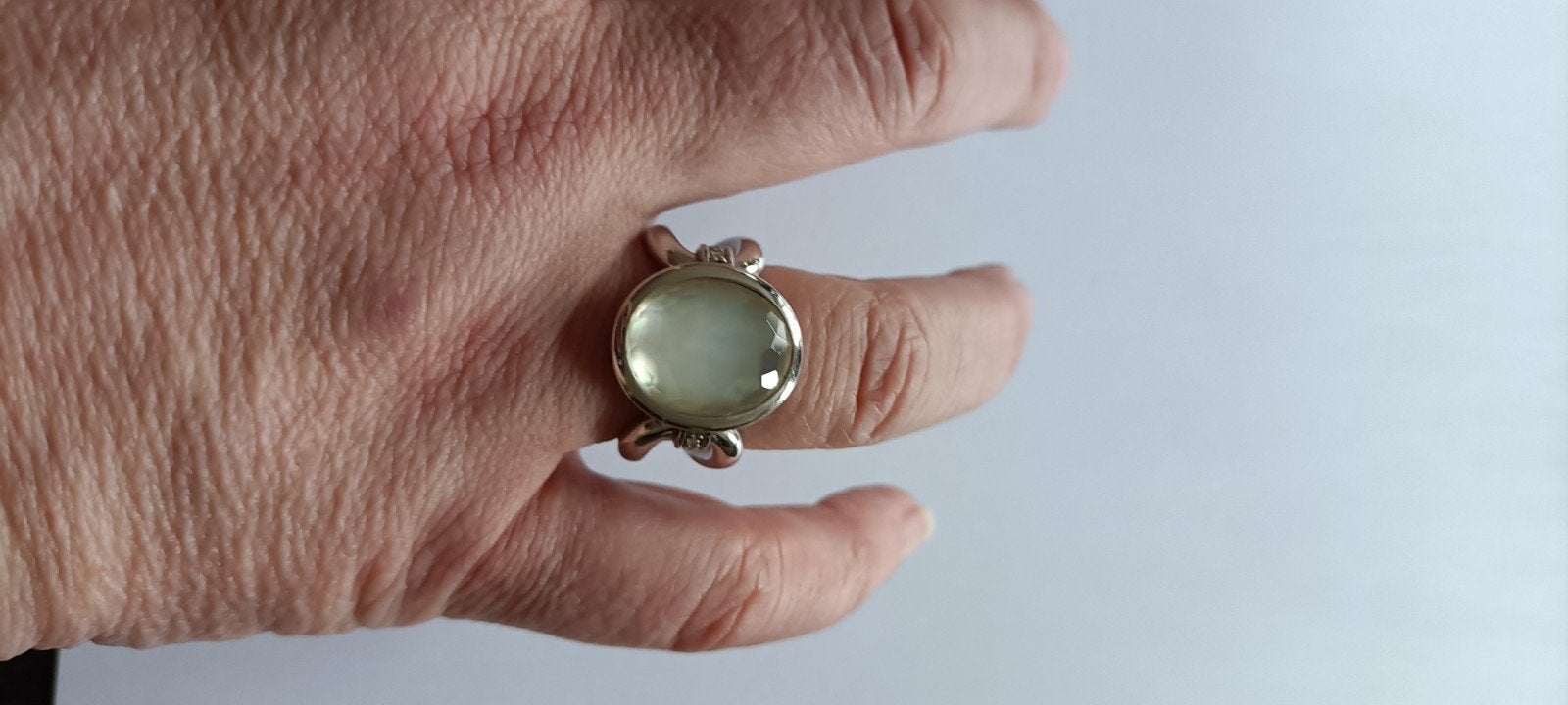 zilveren ring van ti sento met parelmoer en zirkonia maat 56, Ophalen of Verzenden, Zo goed als nieuw, 17 tot 18, Dame