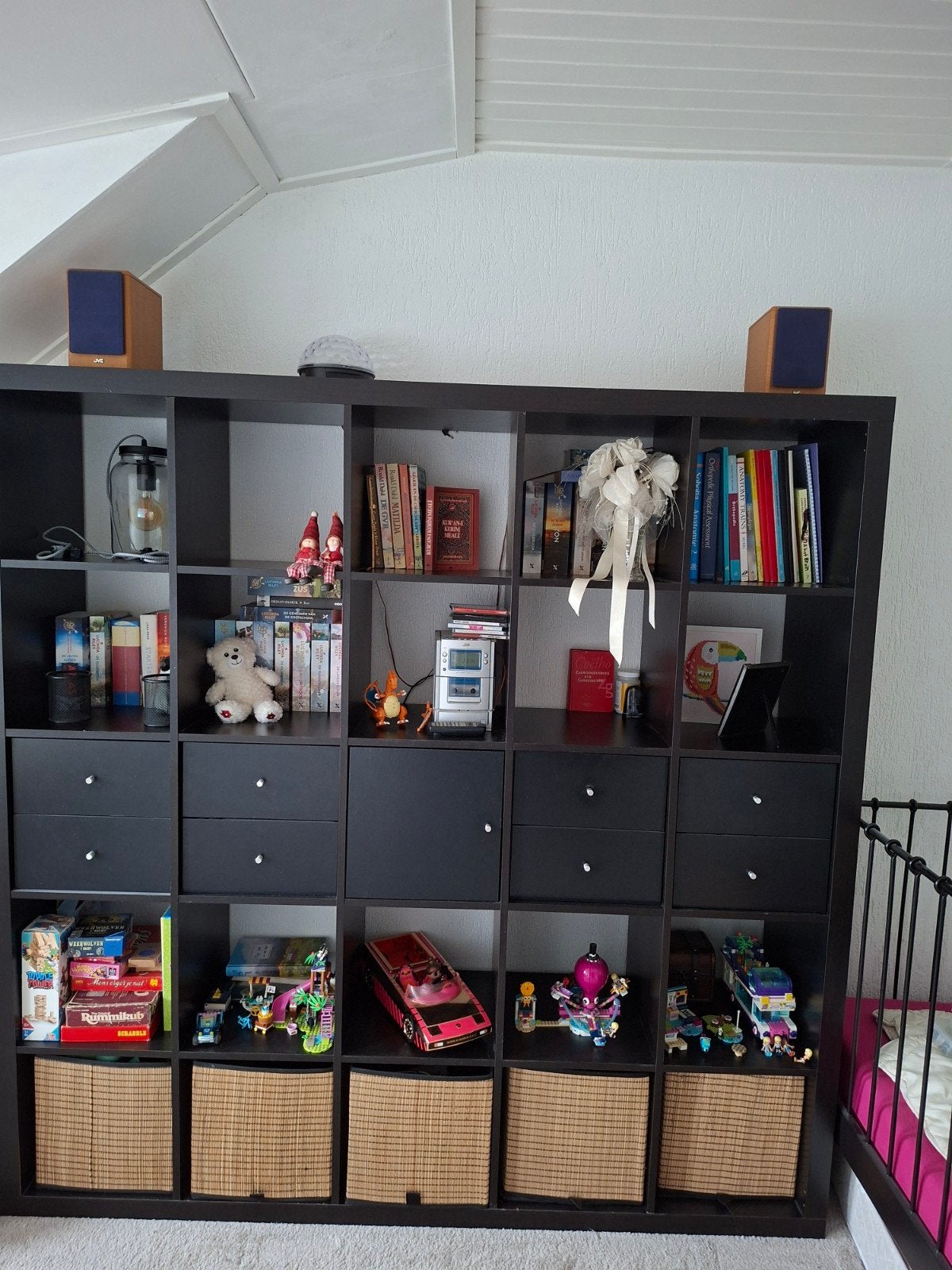 IKEA Kallax Kast Zwartbruin met Lades en Deuren, Huis en Inrichting, Kasten | Boekenkasten, Ophalen, Gebruikt, 150 tot 200 cm