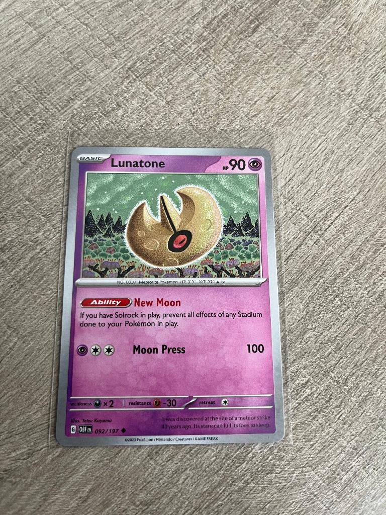 Lunatone 092/197 Obsidian Flames - Pokémon Kaart, Ophalen of Verzenden, Nieuw, Losse kaart