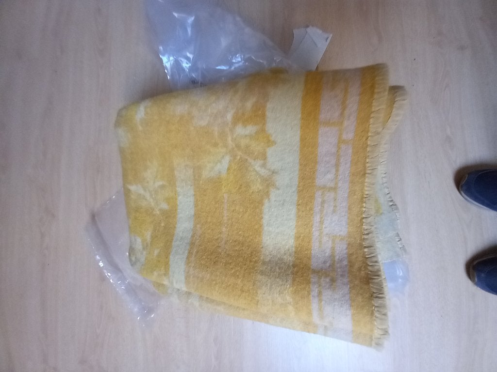 Dun geel deken, 100% wol voor 1persoonsbed of twijfelaar, Eenpersoons, Verzenden, Geel, Dubbelzijdig bruikbaar