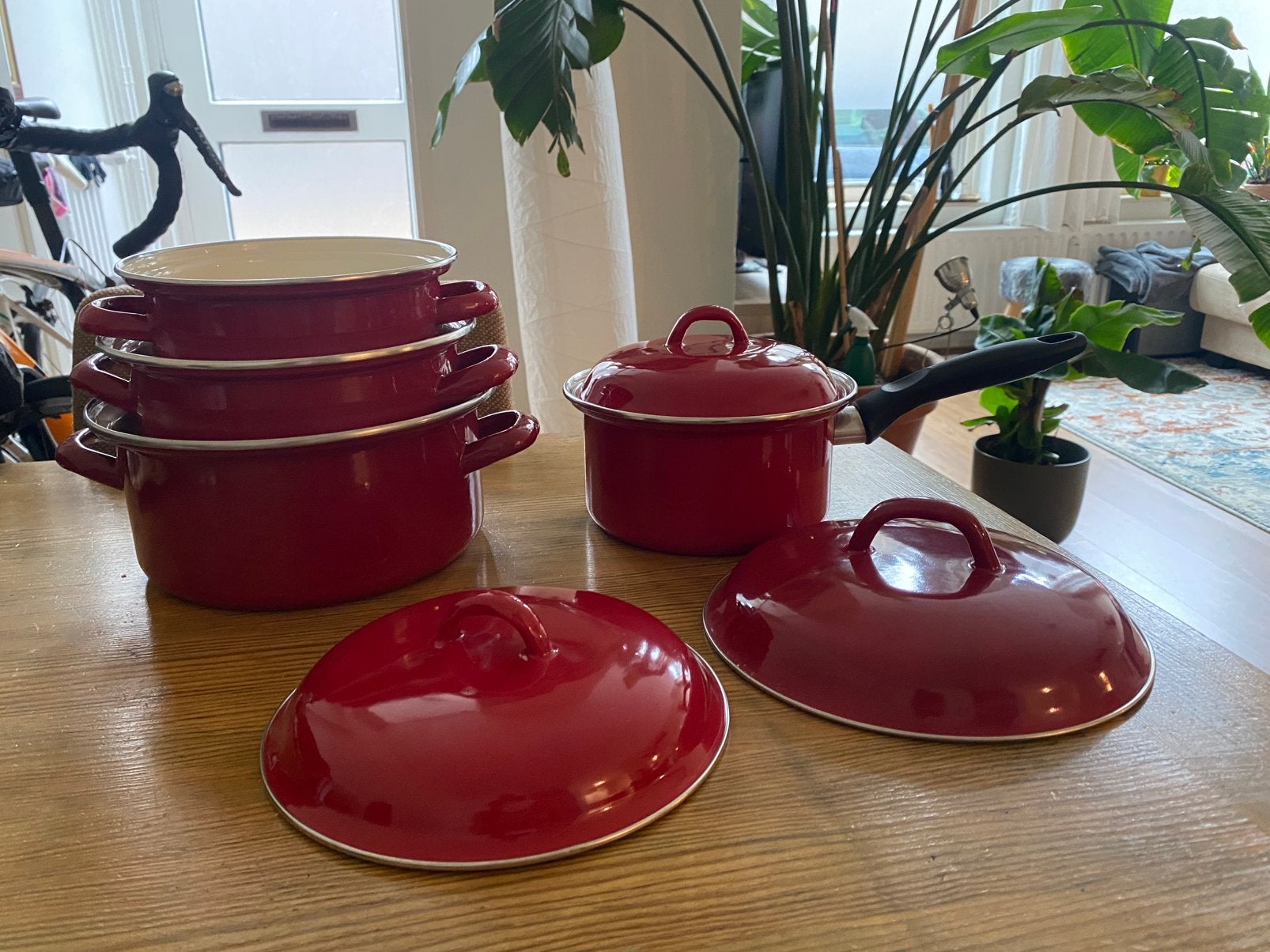 Vierdelige pannensset, Huis en Inrichting, Keuken | Tupperware, Ophalen, Zo goed als nieuw, Overige typen