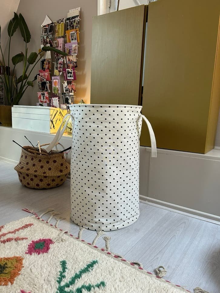 Canvas (was)mand, Huis en Inrichting, Met handvatten, Gebruikt, Mand, Textiel