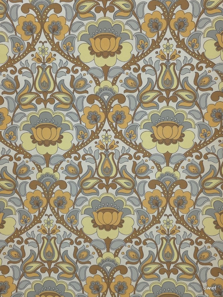 4985 morris jugendstil bloemen zand groen  retro 70s swiet, Ophalen of Verzenden, Groen