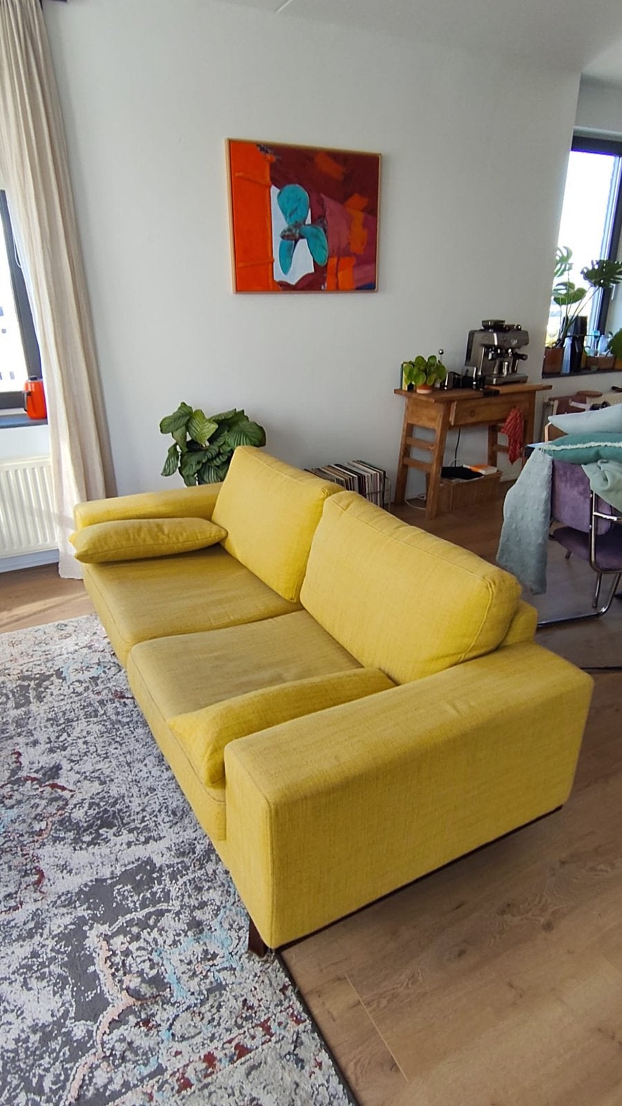 Gele bank, Ophalen, 150 tot 200 cm, Tweepersoons, 75 tot 100 cm