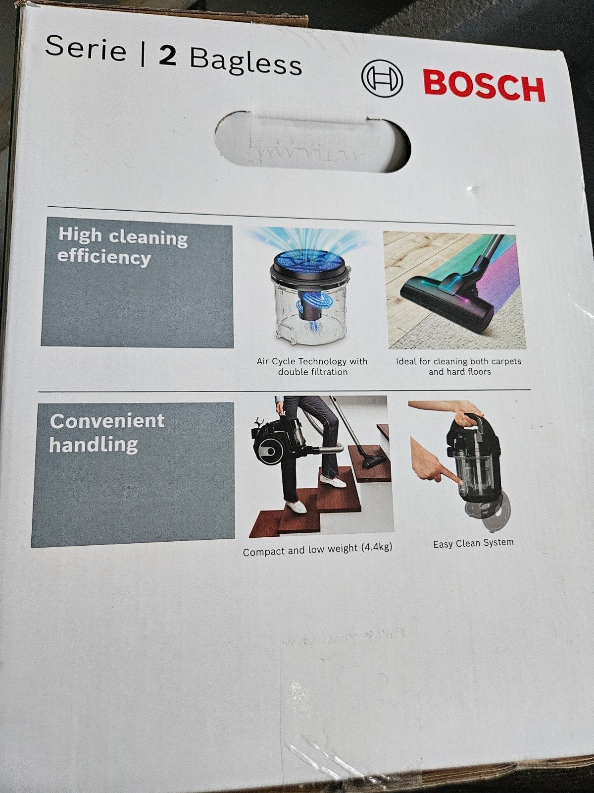 Bosch Serie | 2 Bagless stofzuiger - Compact en krachtig, Gebruikt, Bosch, Ophalen of Verzenden, Geschikt voor harde vloeren