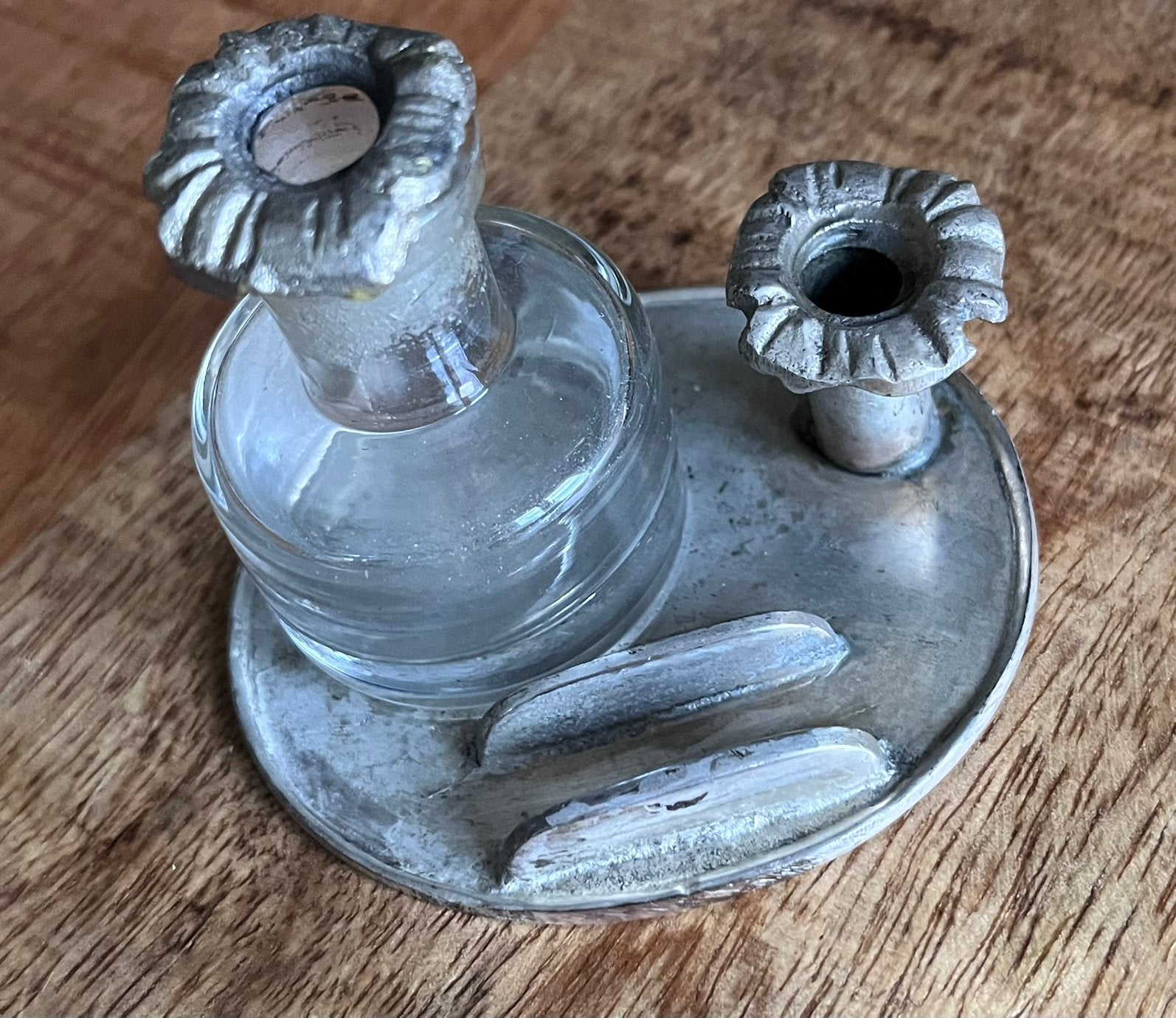 Brocante inkstel inktpotje met penhouder ed, Antiek en Kunst, Ophalen of Verzenden