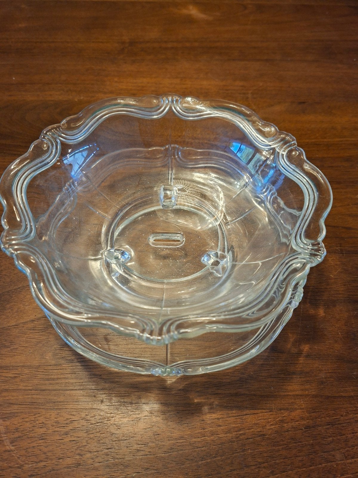Vintage glazen serveerschaal met voet, Antiek en Kunst, Ophalen of Verzenden